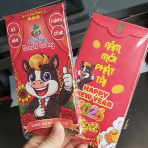 Bao lì xì Tết 2026 Donald Dương hình ngựa