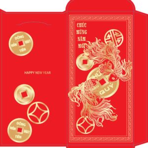 Bao lì xì tết - Cá chép vàng phú quý đồng tiền xu