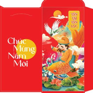Bao lì xì tết - Tấn tài tấn lộc thần tài cưỡi cá chép