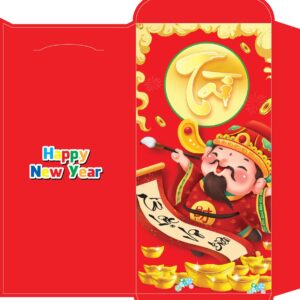 Bao lì xì tết - Thần Tài viết chữ tài vàng nén