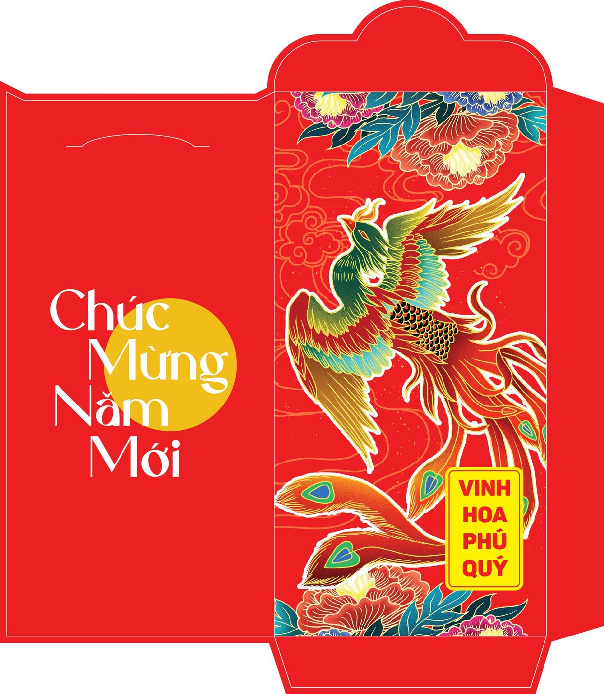 Bao lì xì tết - Vinh hoa phú quý phượng hoàng