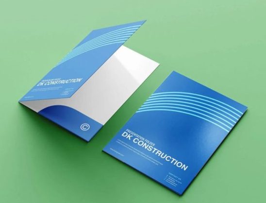 Bìa kẹp hồ sơ xanh dương 2 ngăn thiết kế xây dựng 12442
