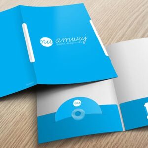 Bìa kẹp hồ sơ xanh nhạt có khe CD và khe thẻ name card 12446
