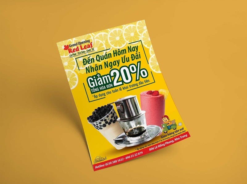Tờ rơi khai trương quán nước giảm giá 20 phần trăm 12458