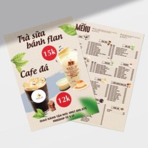 Tờ rơi quán trà sữa cafe menu hai mặt 12457